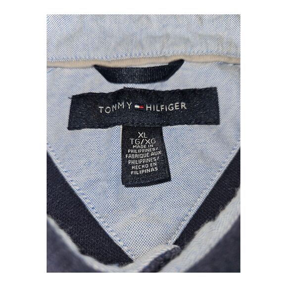 Tommy Hilfiger Polo Shirt Men's XL Short Sleeve Navy Blue Embroidered Preppy - Picture 2 of 8